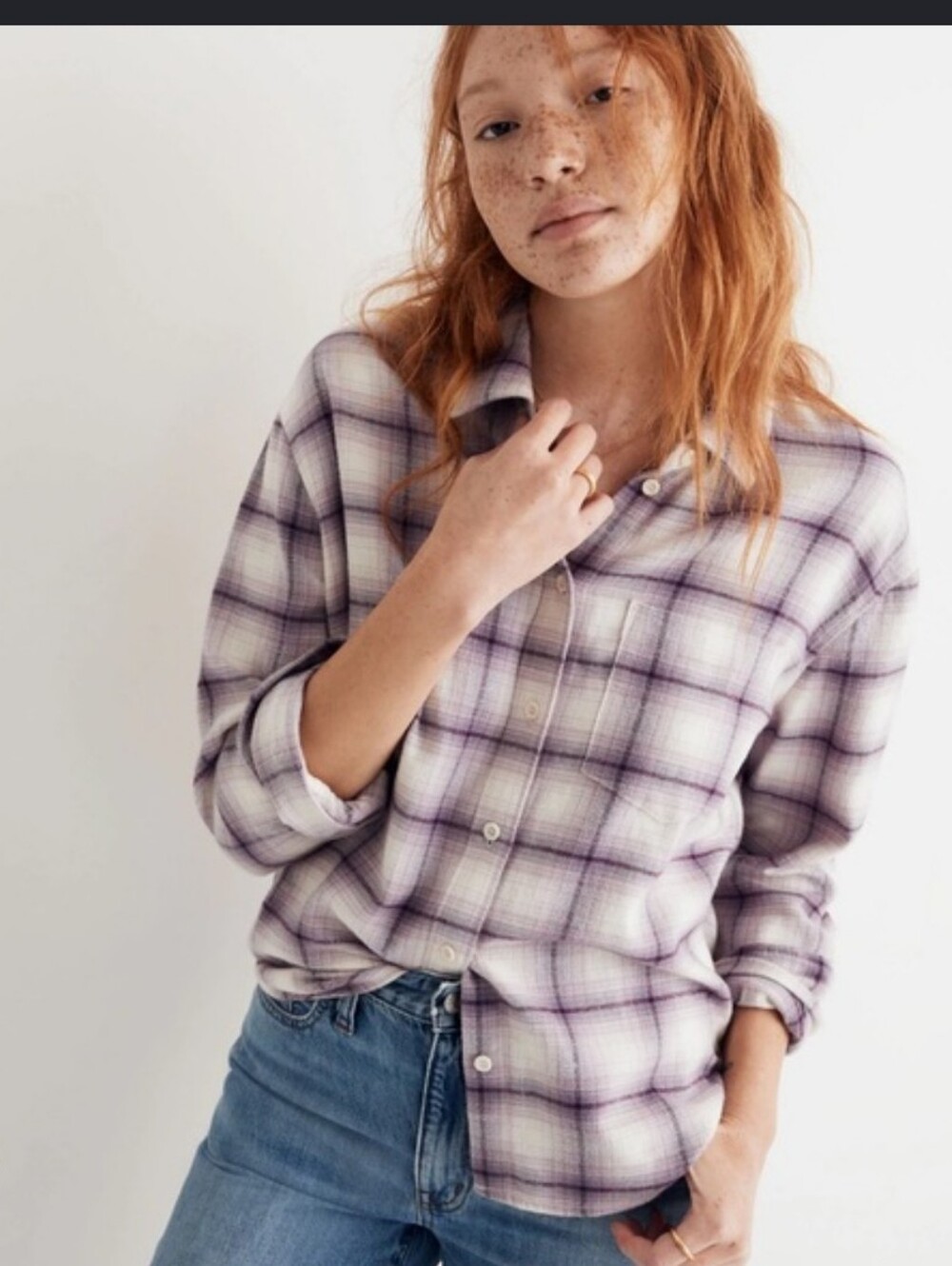 Madewell Purple Plaid Flannel Shirt